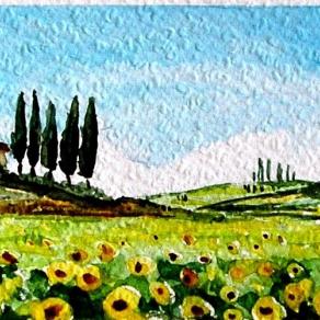 PAESAGGIO TOSCANO CON PAPAVERI
