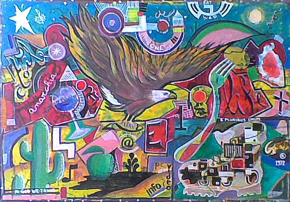 natura morta viva con aquila e scarpone