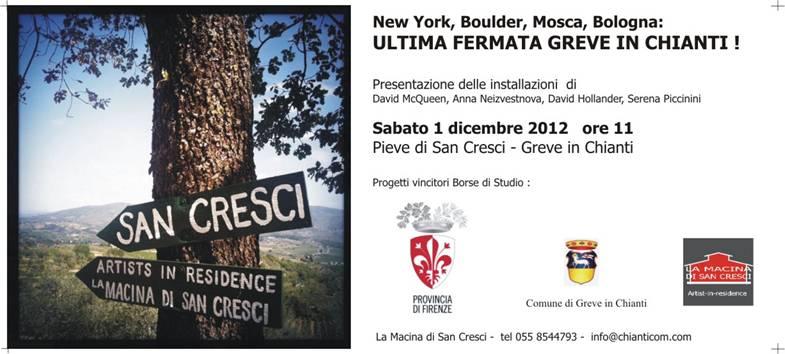 Mostra finale progetti vincitori Borse di Studio Provincia di Firenze per la mobilità dei giovani artisti