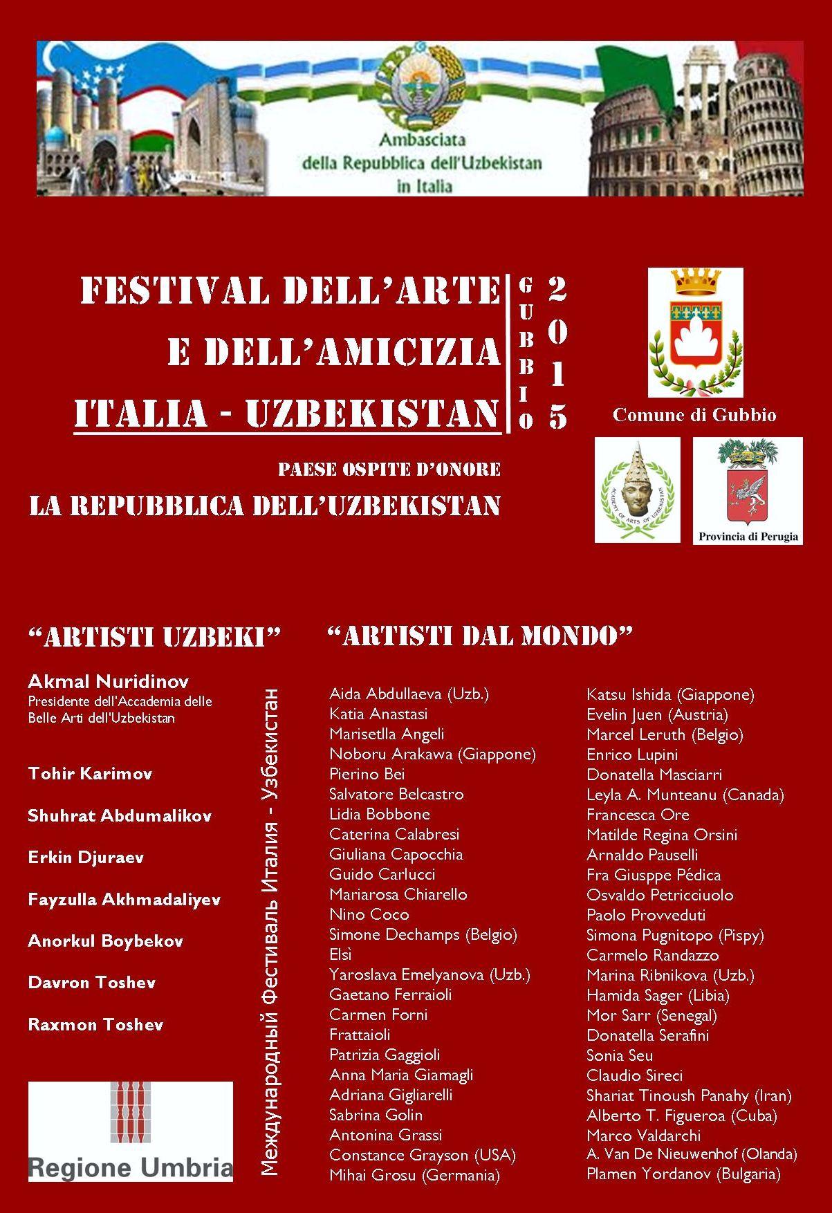 Maristella Angeli parteciperà al Festival dell’Arte e dell’Amicizia” Italia-Uzbekistan, Gubbio (PG)