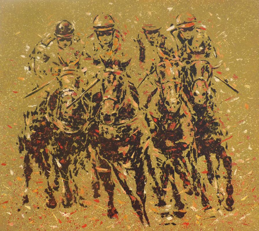 Cavalli in corsa su ocra