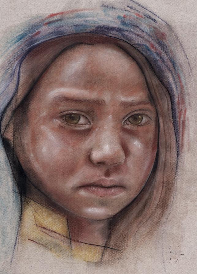 Stefano Fiore (Italia) - Volto - pastello morbido su cartoncino - 20 x 30