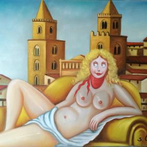 Salvo Lombardo - Costanza D'Altavilla - olio su tela - 80 x 60