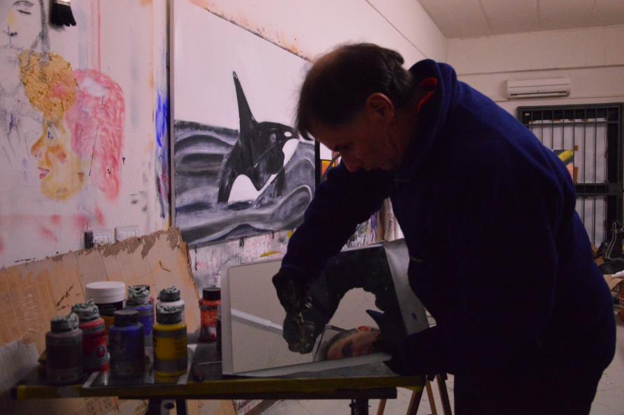 Specchio dell'anima , particolare della lavorazione dello specchio da inserire nella tela