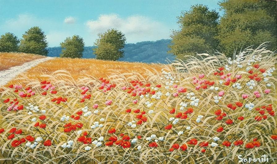 Marco Saporiti - Campo di papaveri - olio su tela - 50 x 30 Marco Saporiti - Campo di papaveri - olio su tela - 50 x 30