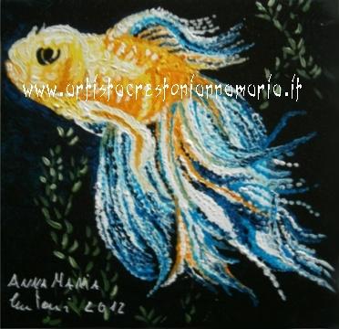 Carassius Auratus Auratus - Olio su Tela - 20x20 tecnica pennello  2 ° Salone Internazionale d'Arte 