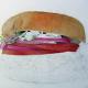 Work in Progress of a Veggie Burger - Oil on Canvas - Just the beginning
