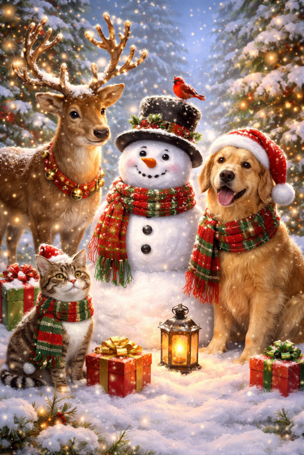 Nel bianco silenzio del bosco...la gioia della compagnia illumina la notte !!! 