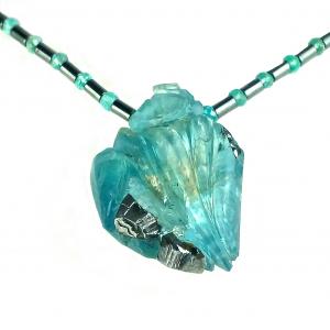 necklace: fluorite with hematite, on topaz and hematite