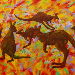 Kangourous on abstract background