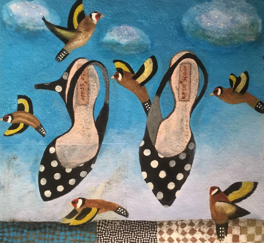 Goldfinches among the kitten heels