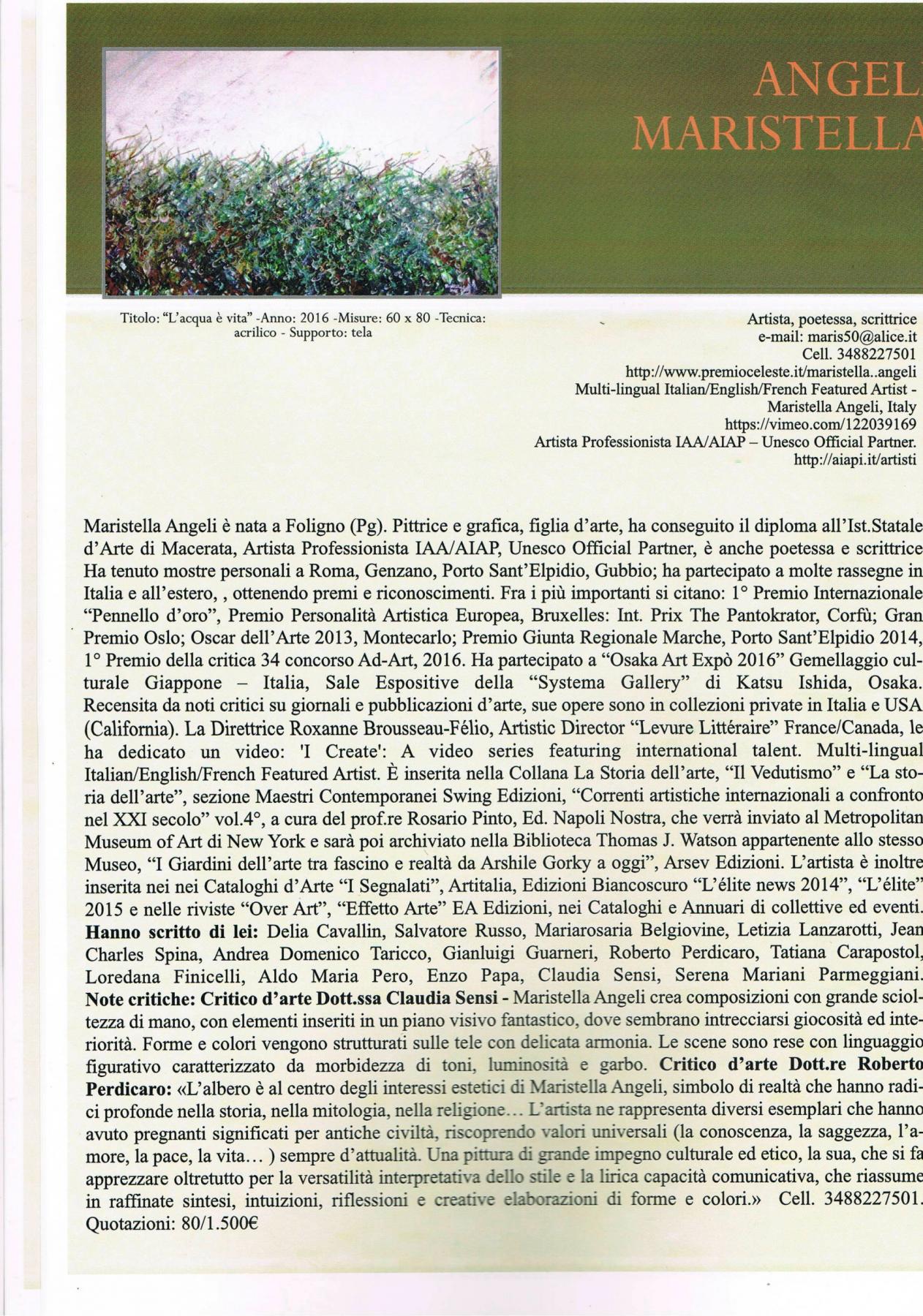 Sono inserita nella Collana La Storia dell’arte, “L’arte del terzo millennio” 