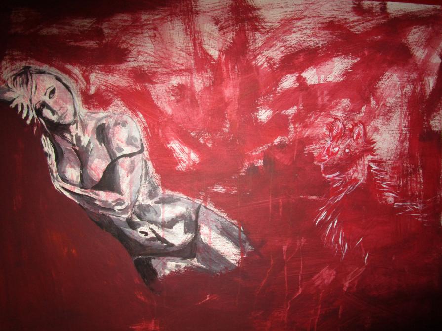 il lupo - maggio '15 -acrilico su  legno - 60x80