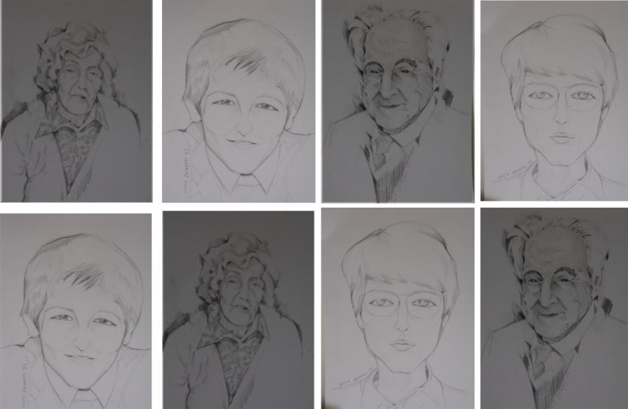 Polittico di ritratti a scacchiera