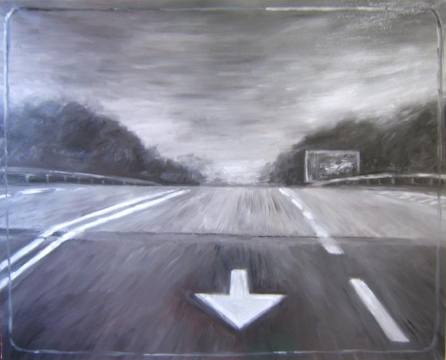 Dal treno la strada di notte