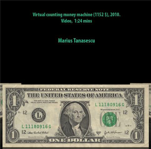 My work "Virtual counting money machine (1152 $)" at MIDEN Video Art Festival, Kalamata, Greece