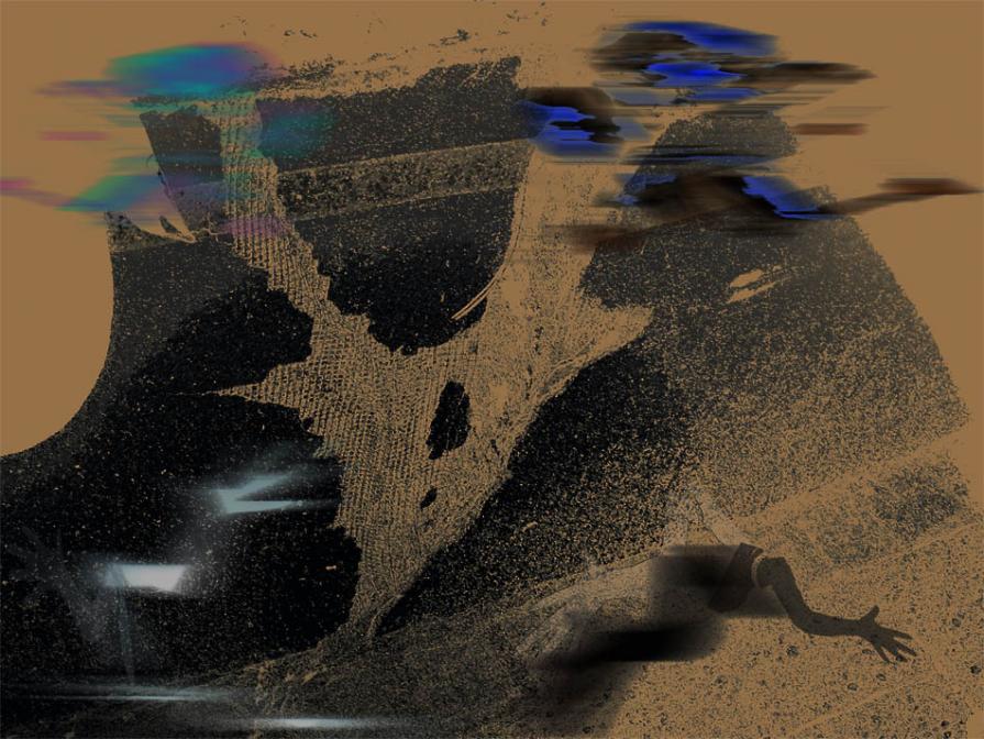 ظل بين  طريق اسفلت سياج \ Shadow between paths asphalt fence