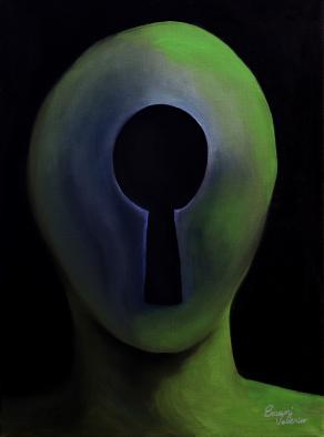 Serie Keyface olio su tela - nr. 01 - "Finding The Key"