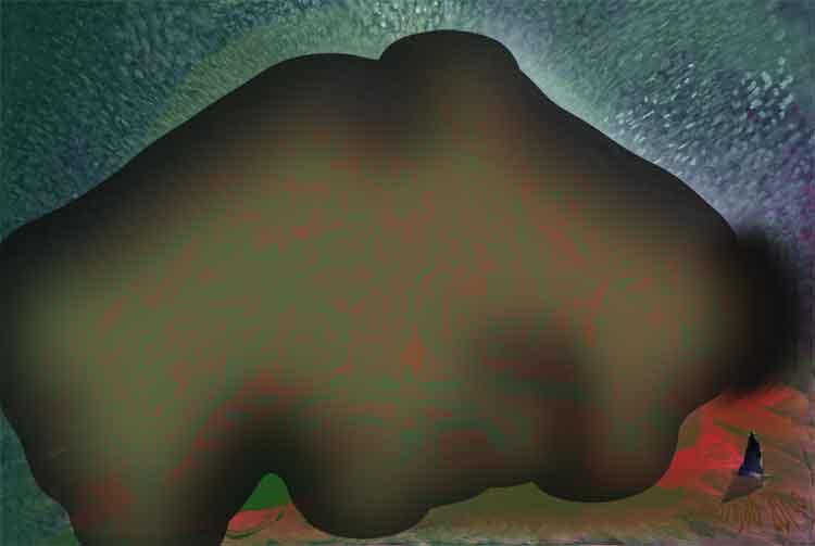 Landscape in Green with unknown Person