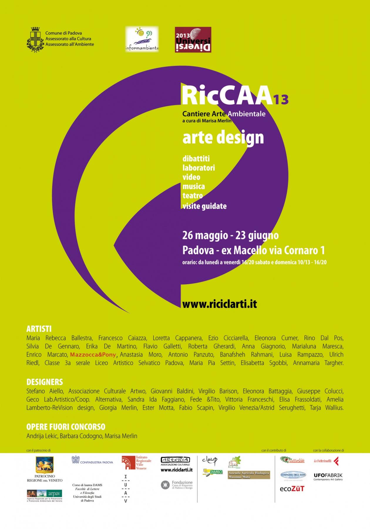 RicCAA 13  Biennale internazionale Arte e Design sul tema della sostenibilità ambientale