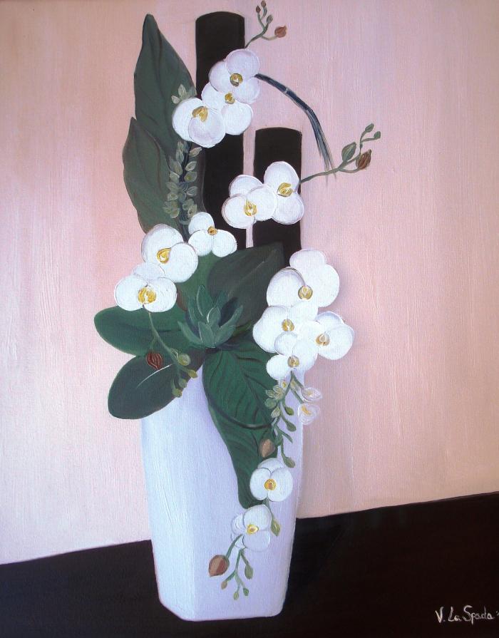 Valentina La Spada (Italia) - Vaso di fiori moderno - olio su tela - 40 x 50