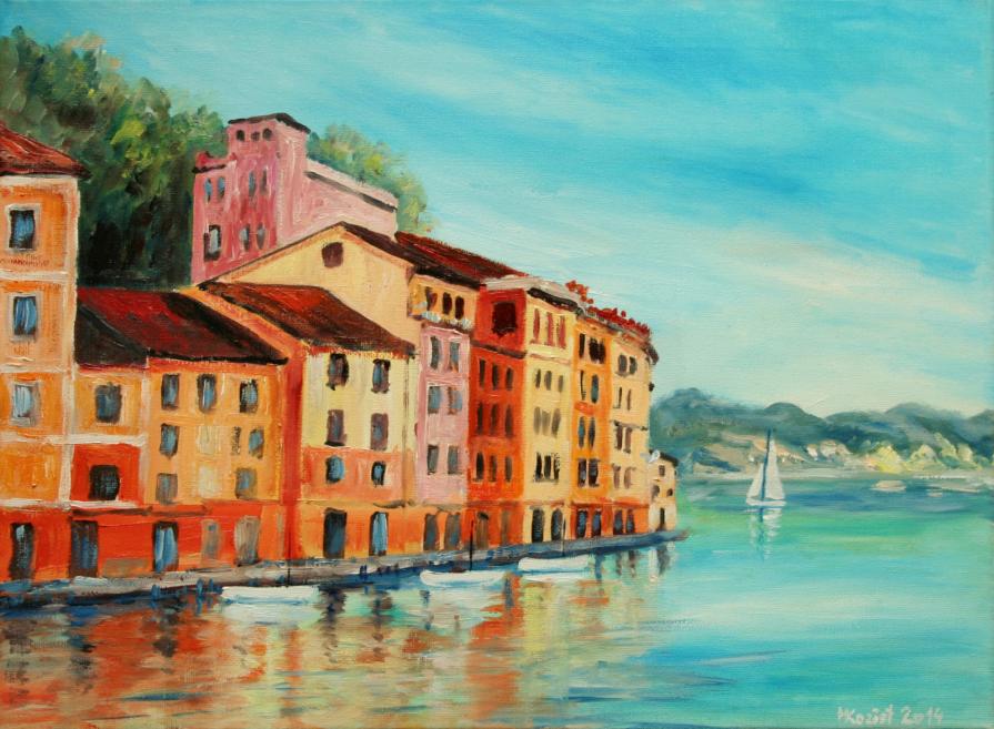 Marek Koziol (Polonia) - Portofino - olio tela - 40 x 30