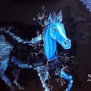 Das Blaue Pfern auf der suche nach Seinem Reiter