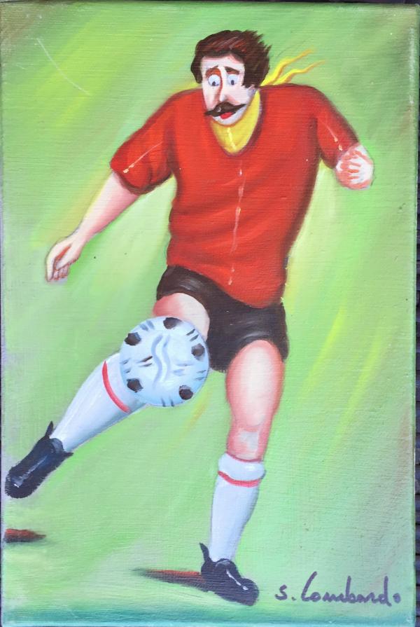 Salvo Lombardo - Calciatore - olio su tela - 20 x 30