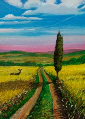 stradella al tramonto con capriolo