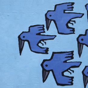Flock of blue birds