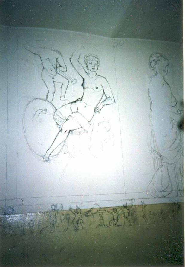 bozza su parete sc.1:1 con allievi 3f '88- primo liceo artistico firenze