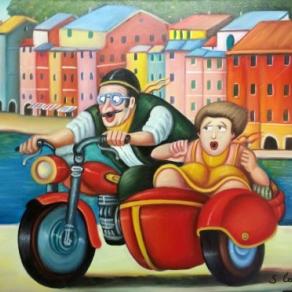 Salvo Lombardo - Sidecar - olio su tela - 70 x 50