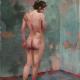 Adam Wojnar - The study of nude woman in blueshades - olio su tela - 36 x 66 Adam Wojnar - The study of nude woman in blueshades - olio su tela - 36 x 66