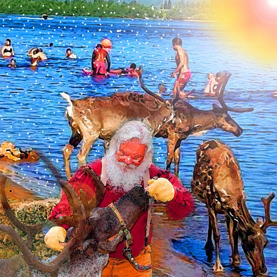 Lapponia: caldo anomalo e le renne fanno il bagno nel fiume...!!!