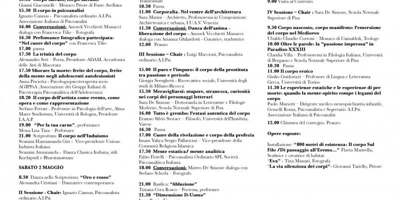 NEL CUORE DEL CORPO: estasi, parole, passioni Monastero di Fonte Avellana, 1/3 maggio 2015