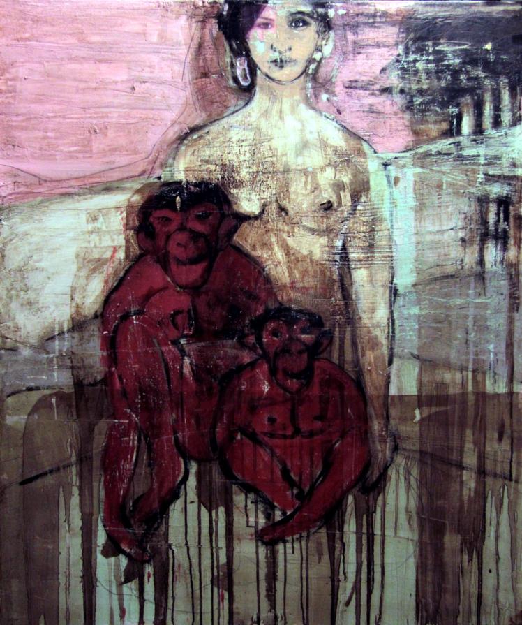 Donna con Scimmie Donna con Scimmie