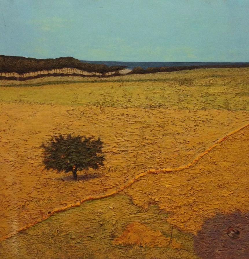 Emidio De Stefano (Italia) - Paesaggio - olio su tavola di legno - 100 x 100