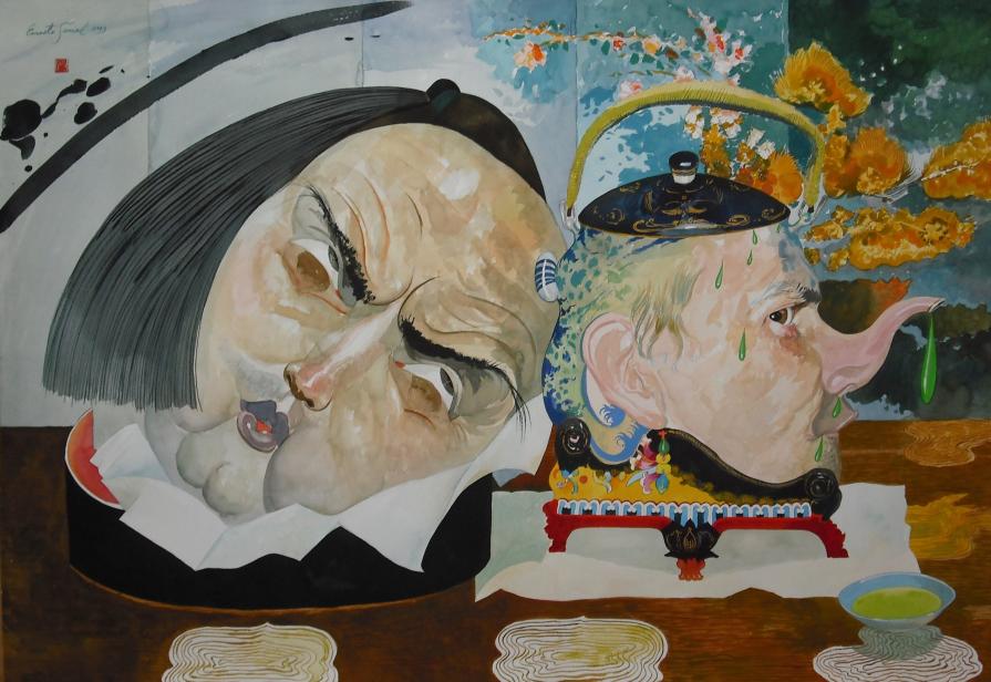 Social Evening at the Table of Power. Self-portrait as teapot