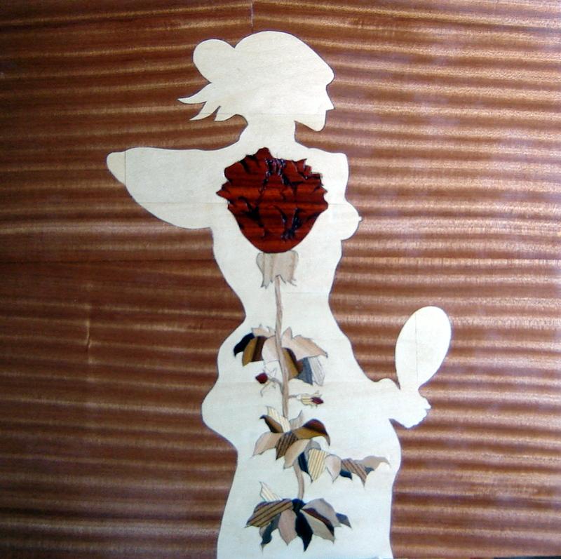 "DONNA-FIORE", tarsia in legno, 2013