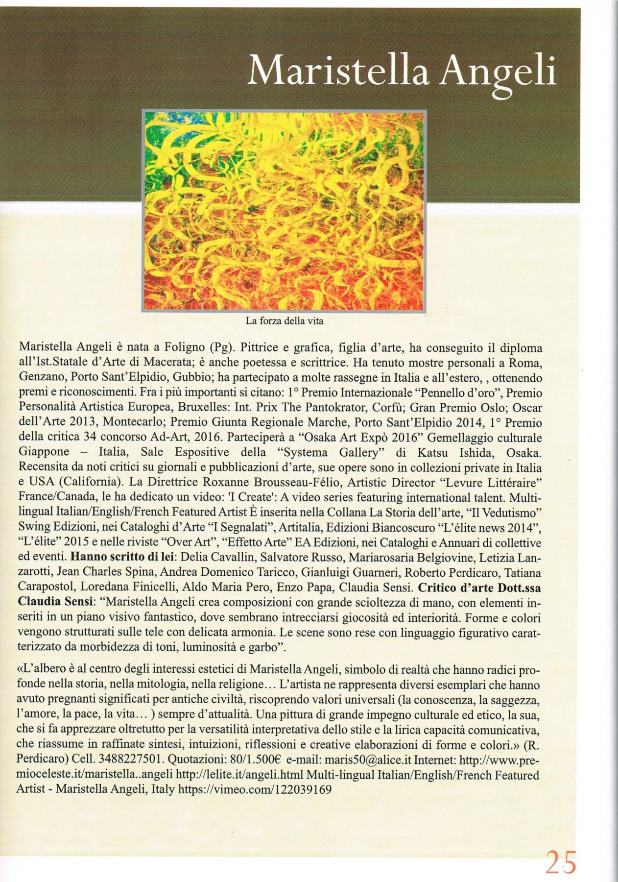 Maristella Angeli è inserita nella monografia “L’Arte Moderna dall’astrattismo al Neo Figurativo"