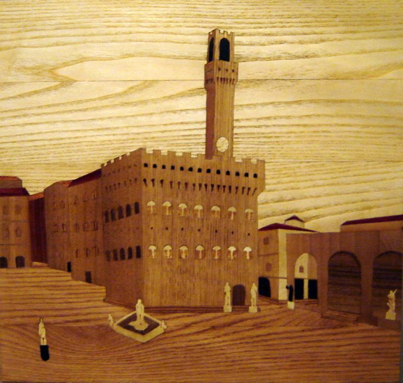 "Firenze,Piazza della Signoria", tarsia in legno 2014