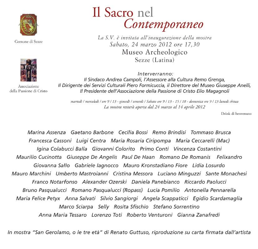 IL SACRO NEL CONTEMPORANEO-Museo Archeologico, Sezze-Latina