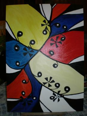 Black flowers on colors