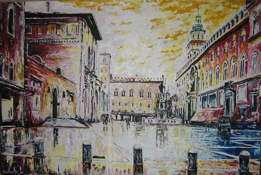 BOLOGNA SOTTO LA PIOGGIA: PIAZZA DEL NETTUNO