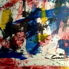 Cozzani astratto quadro "Tramonto Blu" Amadio Manzoni Lodola Finzi