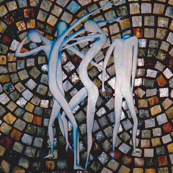 Da " Le ere delle civiltà" : - L' Età della Pietra - (particolare dell'effetto granito del fondo)