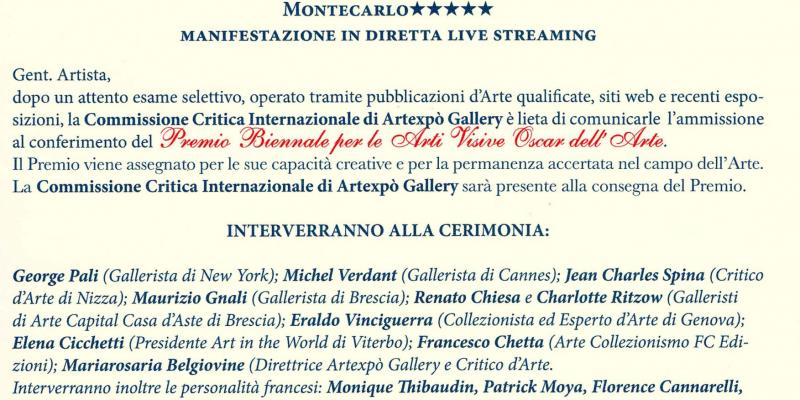 Oscar Dell’Arte a Maristella Angeli