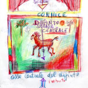  "L'artista nel buio tra scenografie, attrezzerie e pittura nelle ombre del palcoscenico