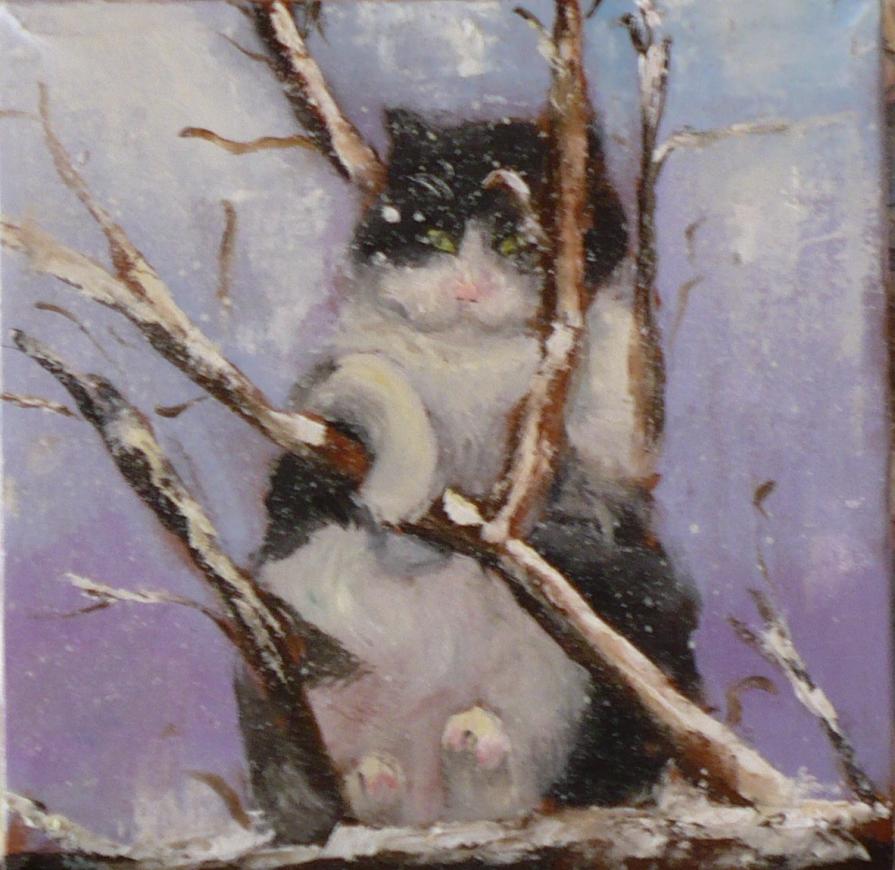 gatto Martino ama la neve....