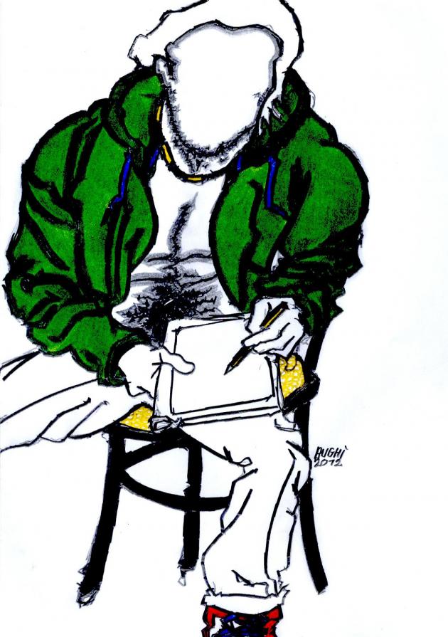 Autoritratto col pile verde